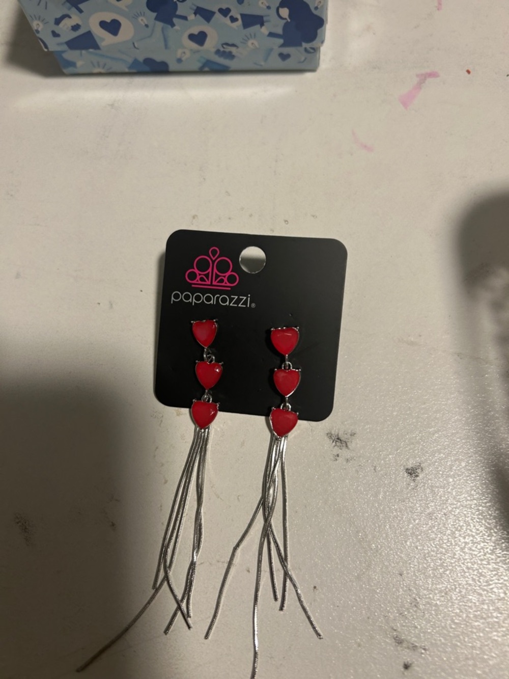 Paparazzi Red Heart Tassel Drop Earrings